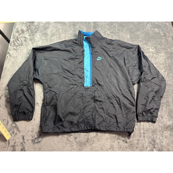 Nike Other - Vintage Nike Jacket Mens Large Black Teal 1/2 Zip Colorblock Windbreaker 90s